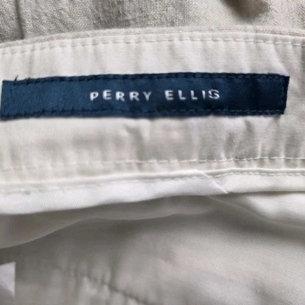 Perry Ellis NWT Beige Linen Blend Pants Size 32x32